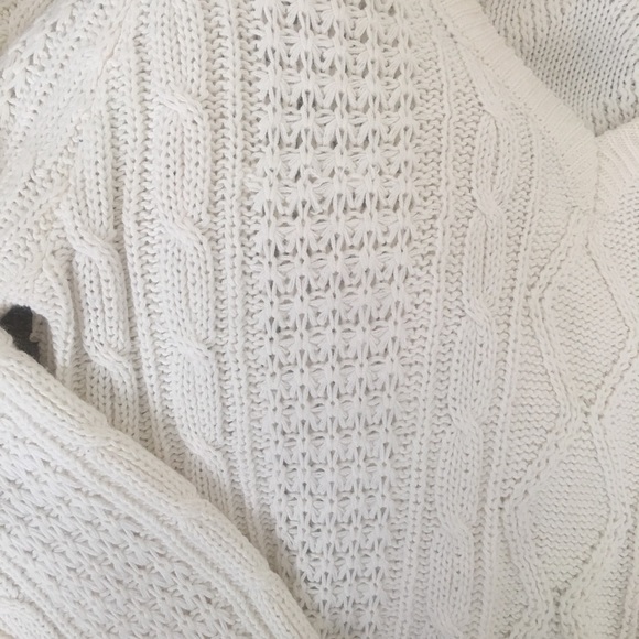 VINTAGE IVORY/Off White lacy look Sweater Size M - Picture 3 of 7